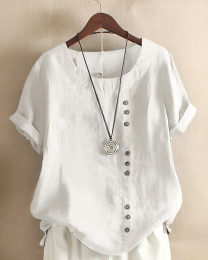 Beatriz™ | Camiseta de Verano con Botonadura Asimétrica