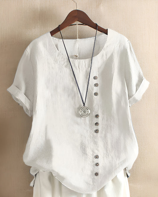Beatriz™ | Camiseta de Verano con Botonadura Asimétrica
